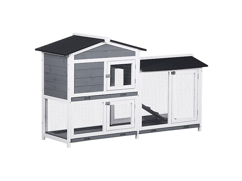 Conejera de Exterior - PAWHUT D51-131GY, para Mascota pequeña, Gris