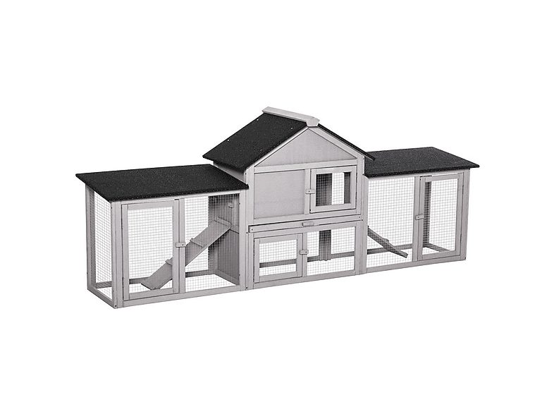 Conejera de Madera - PAWHUT D51-103GY, para Mascota pequeña, Gris