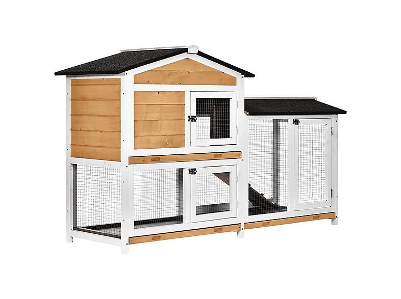 Conejera de Madera - PAWHUT D51-131, para Mascota pequeña, Marrón