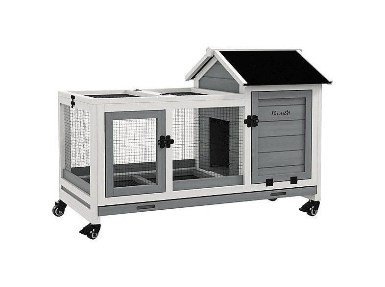 Conejera de Madera - PAWHUT D51-352V00GY, para Mascota pequeña, Gris