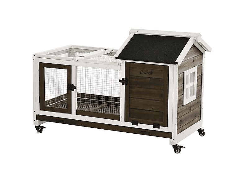 Conejera - PAWHUT D51-352V00CF, para Mascota pequeña, Café