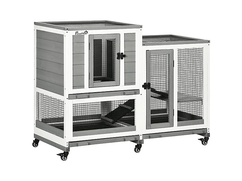 Conejera - PAWHUT D51-356V00GY, para Mascota pequeña, Gris