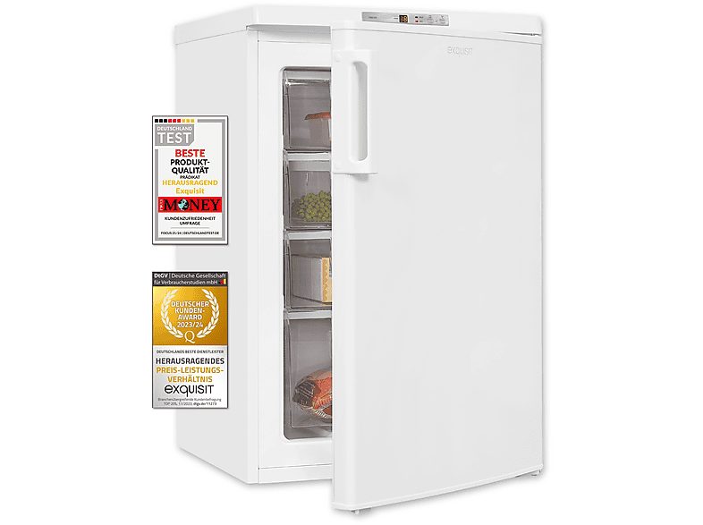 Congelador bajo encimera - EXQUISIT 811100303, 91 l, 855 mm, Blanco
