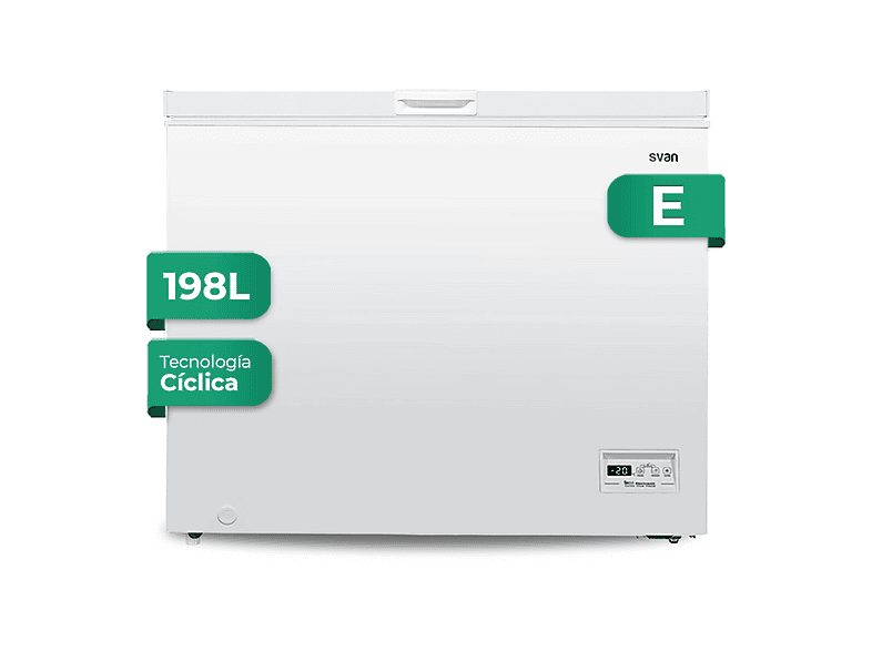 Congelador horizontal - SVAN SCH2002EDC, 198 l, 85 cm, Blanco
