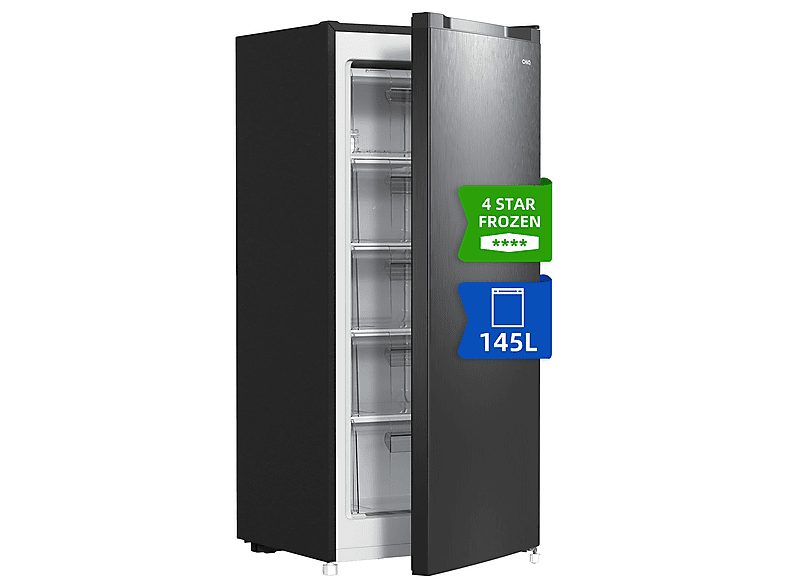 Congelador vertical - CHIQ FSD160D4E, 145 l, 1259 mm, Color Metalico Cepillado Oscuro