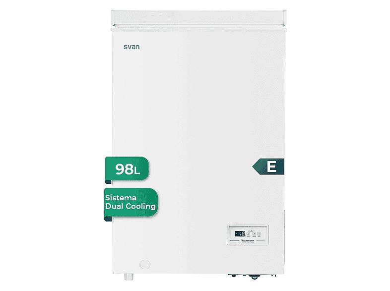 Congelador vertical - SVAN SCH1001EDC, 98 l, 84,5 cm, Blanco