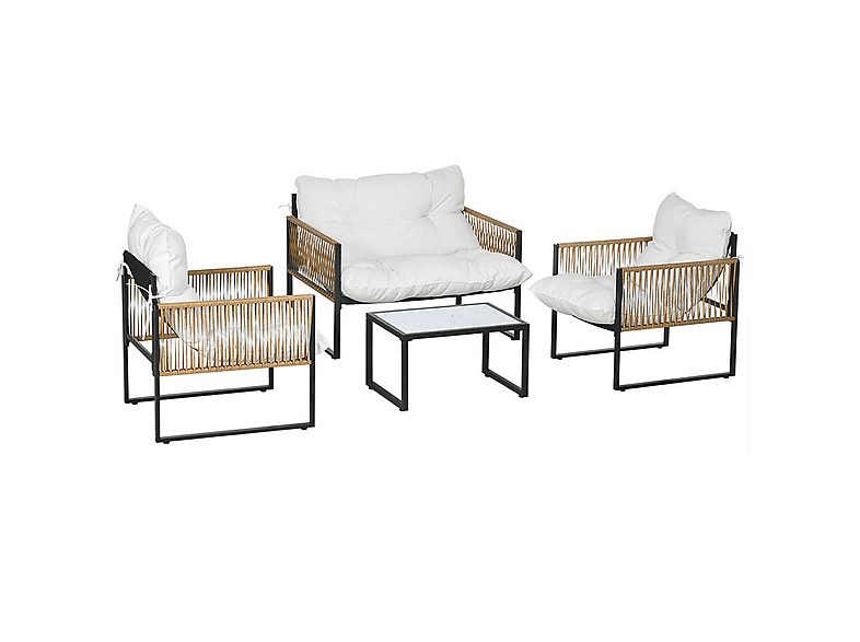 Conjunto de Jardín - OUTSUNNY 860-326V02CW, 70 cm x 106 cm x 72 cm, Acero, PE, Crema