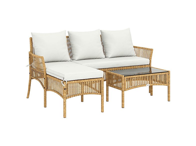 Conjunto de jardín - OUTSUNNY 860-428V00CW, 115 cm x 166 cm x 79 cm, Acero, PE, Crema