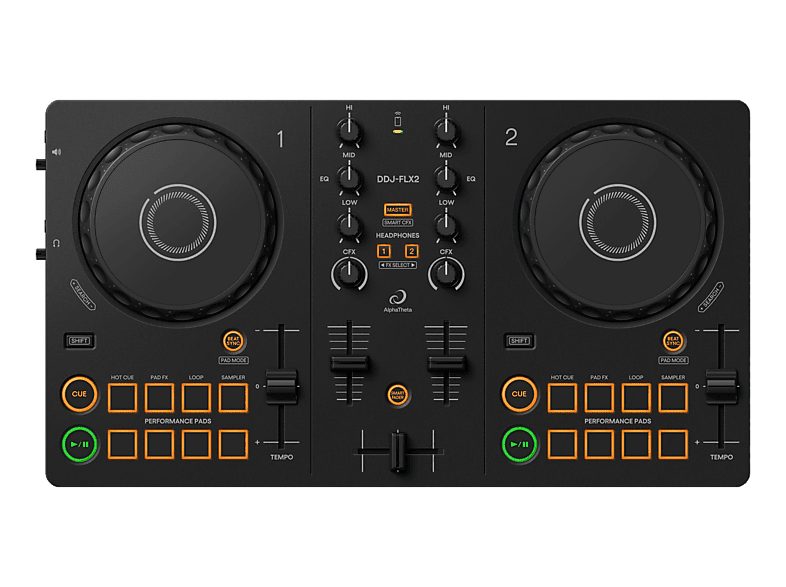Controladora DJ - AlphaTheta DDJ-FLX2, 20 Hz - 20 kHz (USB), Smart CFX , Compatible con Smartphone/Tablet/PC/Mac, Negro