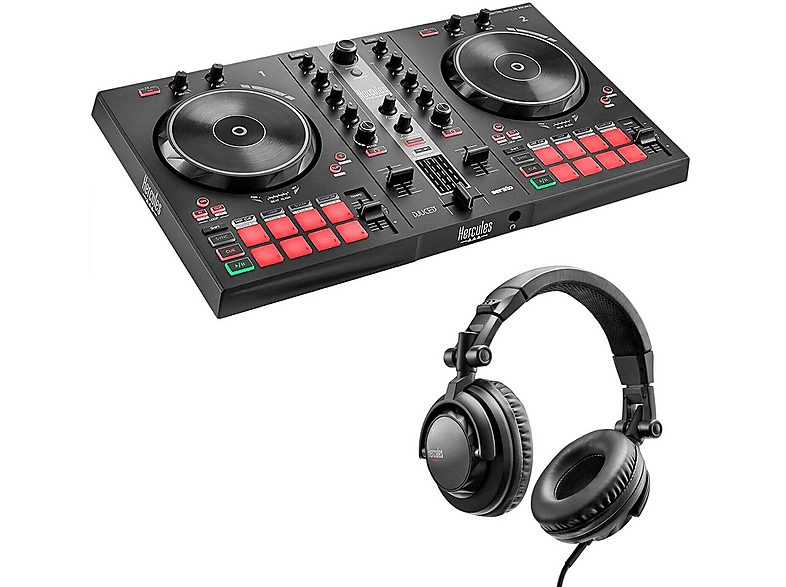 Controladora DJ  - Inpulse 300 MK2 + Hercules DJ45 - Controlador de DJ + Auriculares de DJ HERCULES, Negro