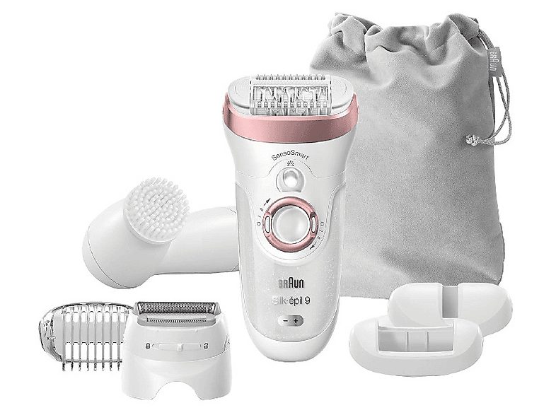 Depiladora - Braun Silk-épil 9 9/880, Wet & Dry, SensoSmart, Inalámbrica, Cabezal extra ancho,