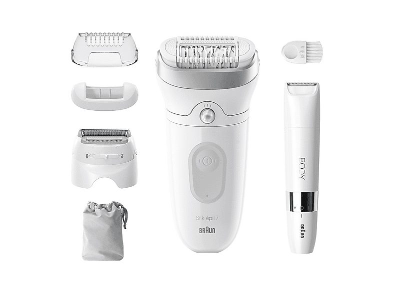 Depiladora  - Silk-épil 7 7-441 BRAUN, Plata, Blanco
