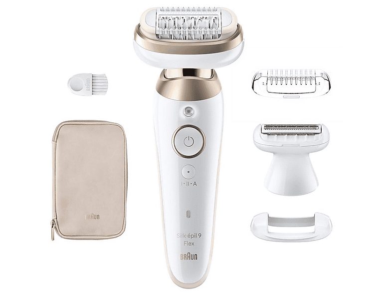 Depiladora  - Silk-épil 9 Flex 9-041 3D BRAUN, 2 velocidades, Oro, Blanco