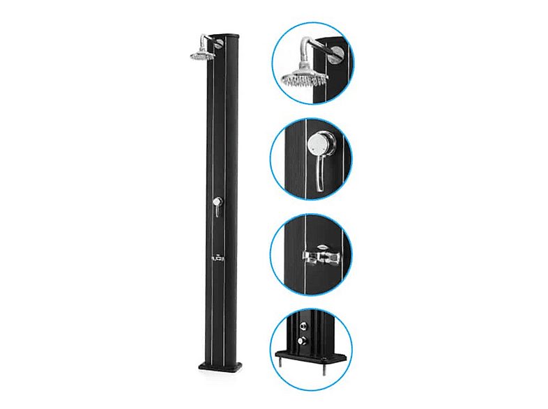 Ducha solar de piscina - PRODUCTOS QP 40L con Lavapiés Negra