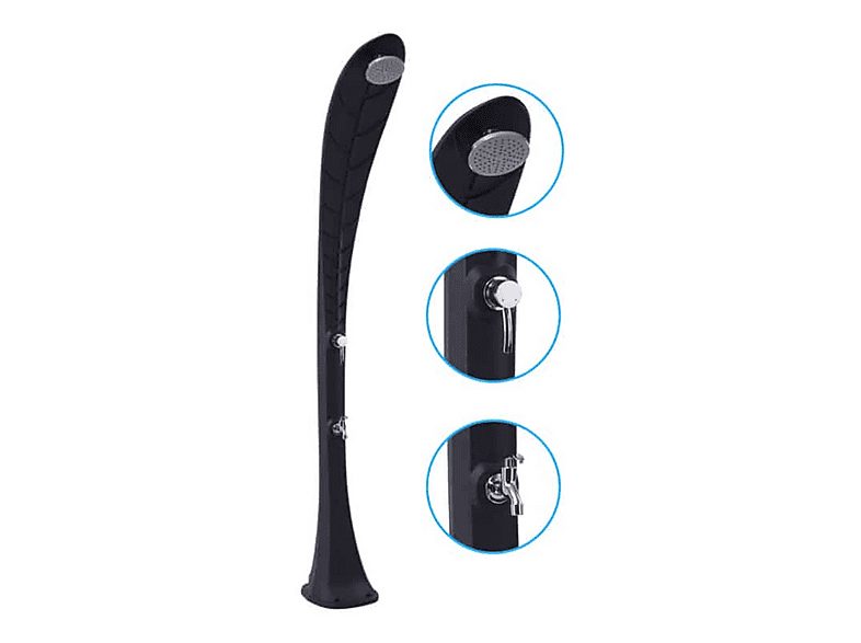 Ducha solar de piscina - PRODUCTOS QP Foliage 35L con lavapiés Negra