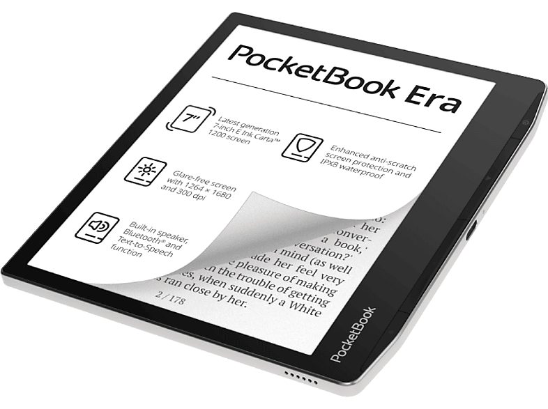 eBook - PocketBook Era Profesional, 7" E Ink Carta™ 1200, 16 GB, 1GB RAM, SMARTlight, Altavoz integrado, 300 DPI, Stardust Silver