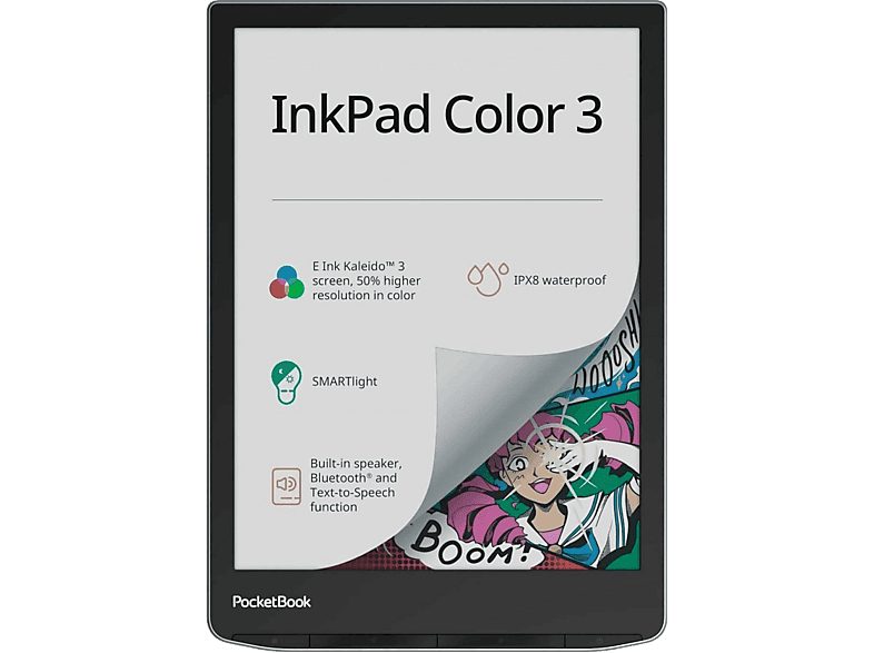 eBook - PocketBook InkPad Color 3, 7.8", 1 GB RAM, 32 GB Almacenamiento interno, USB-C, Stormy Sea