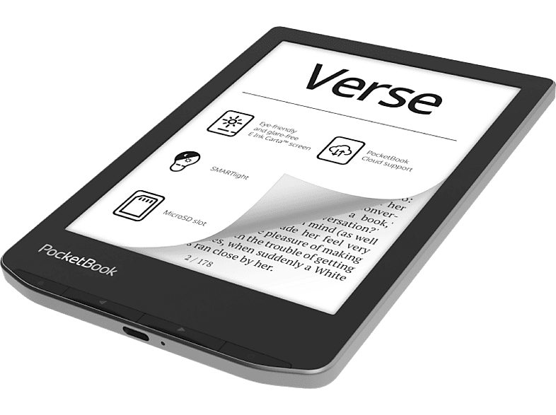 eBook - Pocketbook Verse, 6" E Ink Carta™, 8 GB, SMARTlight adaptativa, 212 DPI, Mist Grey
