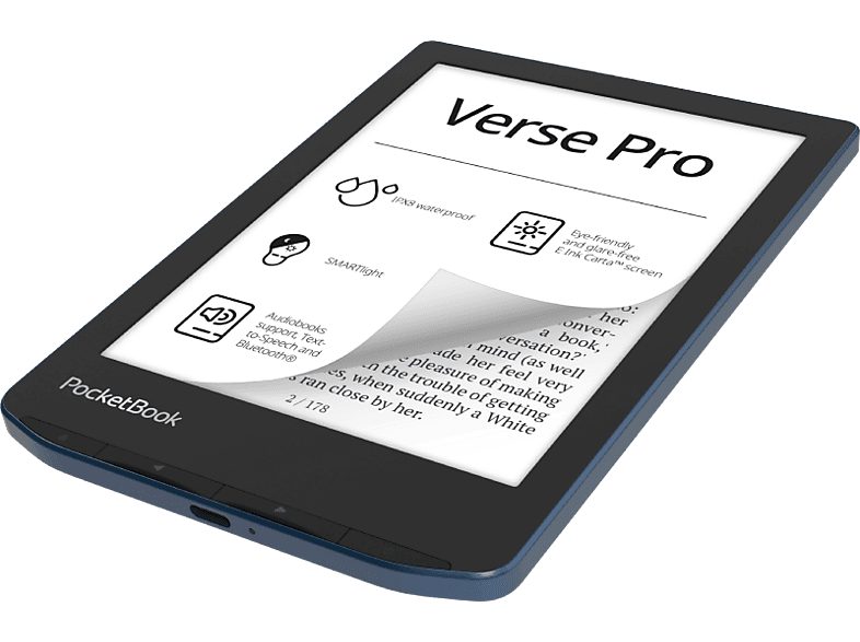 eBook - Pocketbook Verse Pro, 6" E Ink Carta™, 16 GB RAM, SMARTlight, 300 DPI, Azure