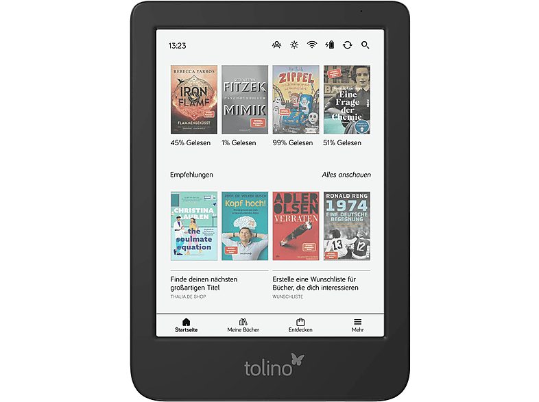 eBook - TOLINO shine color, 6 ", 16 GB, 1072 x 1448 pixels, E Ink Carta, Negro
