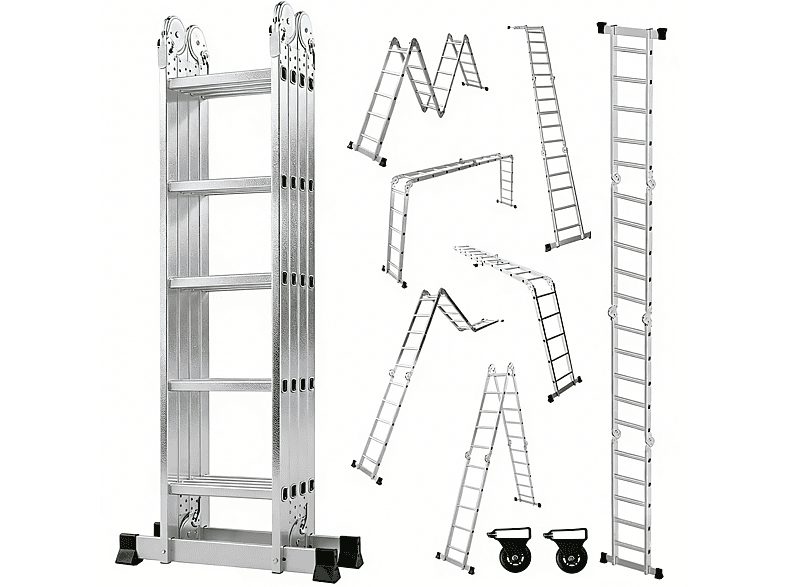 Escalera plegable - OUTIGO OU-5F, 4×5, 572cm, Capacidad de carga: 150 kg,