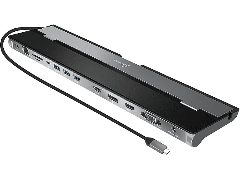 Estación de acoplamiento para tres monitores USB-C  - JCD543-N J5CREATE, Plateado y Negro