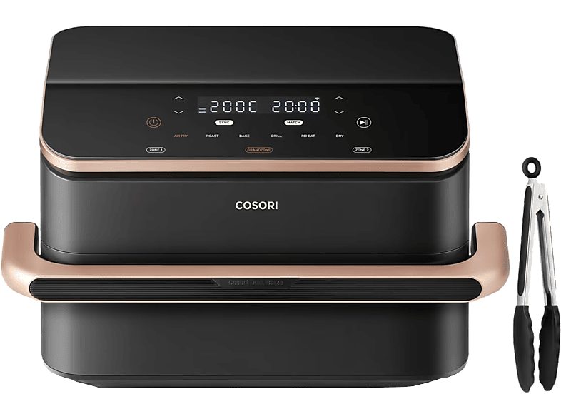 Freidora de aire -  Cosori Dual Blaze Twinfry™ chef Edition, 10 l, 2800W, Doble Resistencia, Temporizador 1min-48h, 6 programas en 1, WiFi, Negro