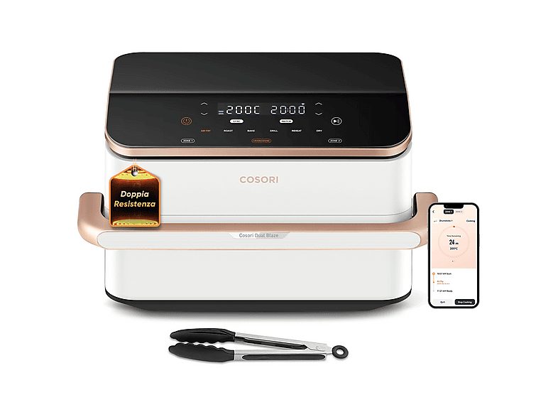 Freidora de aire - COSORI Twinfry Chef Edition, 2800 W, 10 l, Blanco