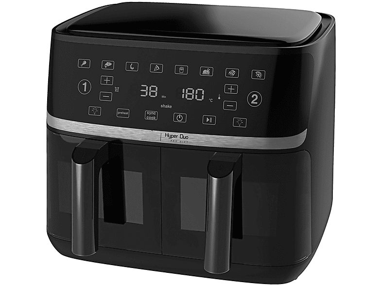 Freidora de aire - KLACK FREIDORAAIREAF1100DUO, 3400 W, Negro