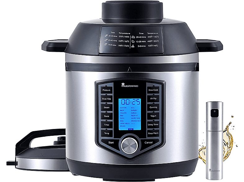 Freidora de aire - MASTERPRO BGKIT-0007, 1500 W, 6 l, Inox