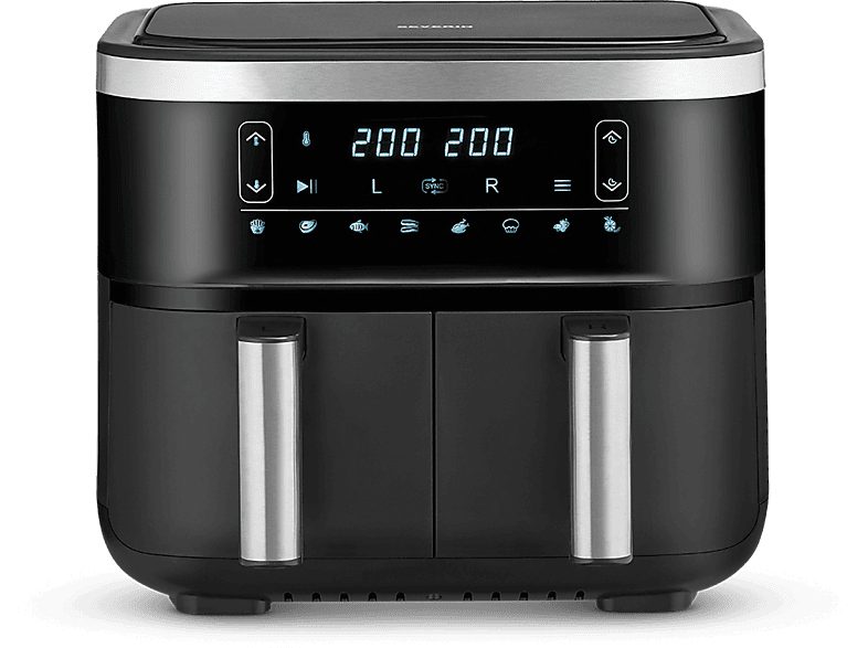 Freidora doble de aire caliente - SEVERIN FR 2453, 2850 W, 7,6 l, negro