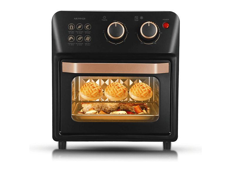 Freidora sin aceite - BYTELIKE Horno Eléctrico 14L Multifuncional Home Air Fryer Horno Fryer Automático Inteligente, 1250 W, negro