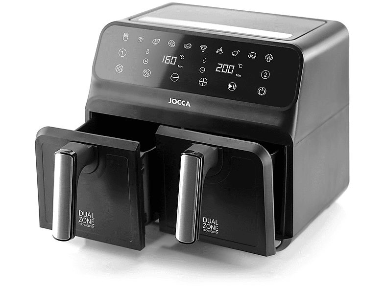 Freidora sin aceite - JOCCA 2097, 1700 W, 8 l, Negro