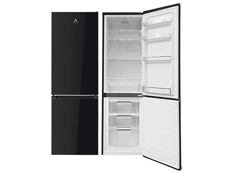 Frigorífico combi - ALPHA Pegasus Elite Pro-55, Altura 182 cm, Capacidad 250 l, Negro
