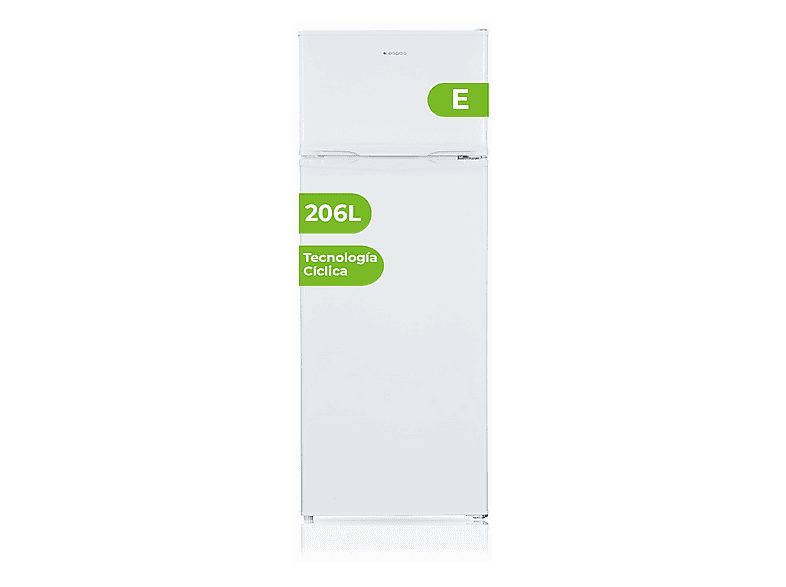 Frigorífico dos puertas - ASPES AF145503E, Altura 1430 mm, Capacidad 0,5 l, Blanco