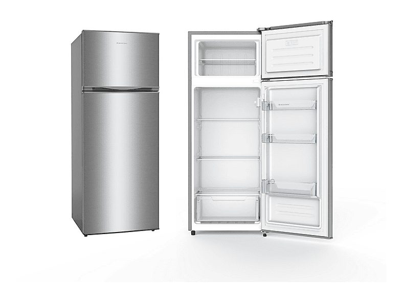 Frigorífico dos puertas - INFINITON RFD-215S, Ciclico, Altura 143 cm, Capacidad 204 l, Inox