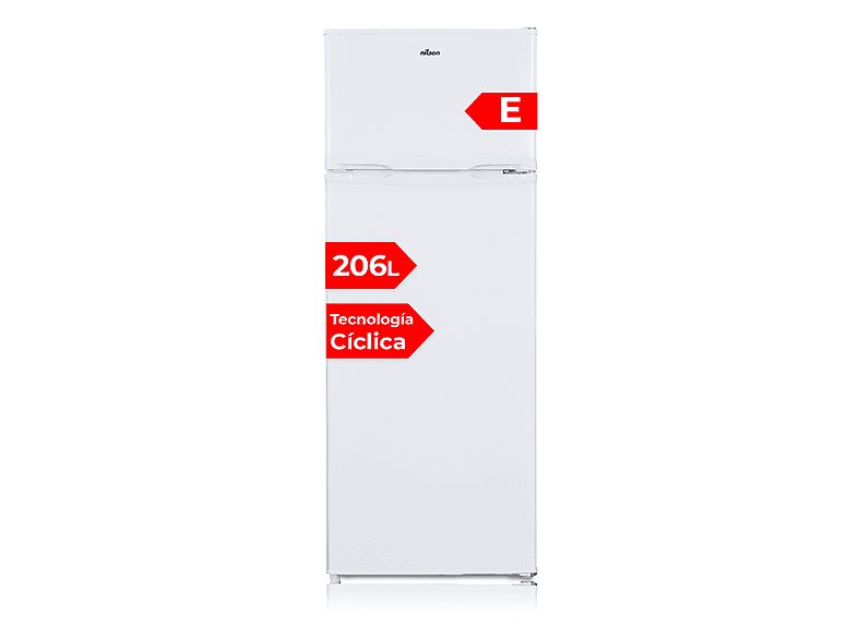 Frigorífico dos puertas - NILSON NF145500E, Altura 143 cm, Capacidad 206 l, Blanco