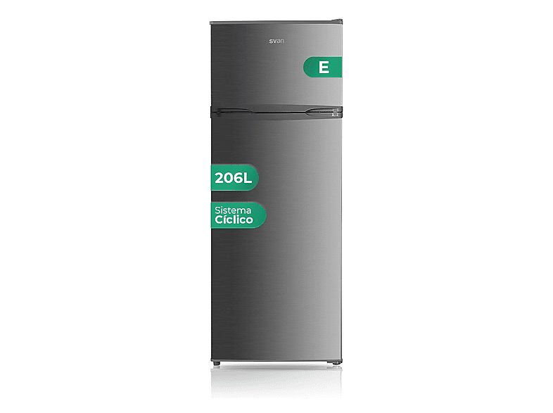 Frigorífico dos puertas - SVAN SF145503EX, Altura 143,0 cm, Capacidad 206 l, Inox