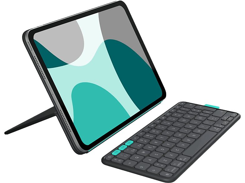 Funda con teclado - Logitech Flip Folio, iPad Pro /Air 11"/5gen, Teclado extraíble, Multidispositivo, Ajustable, Bluetooth, Accesos directos, Negro
