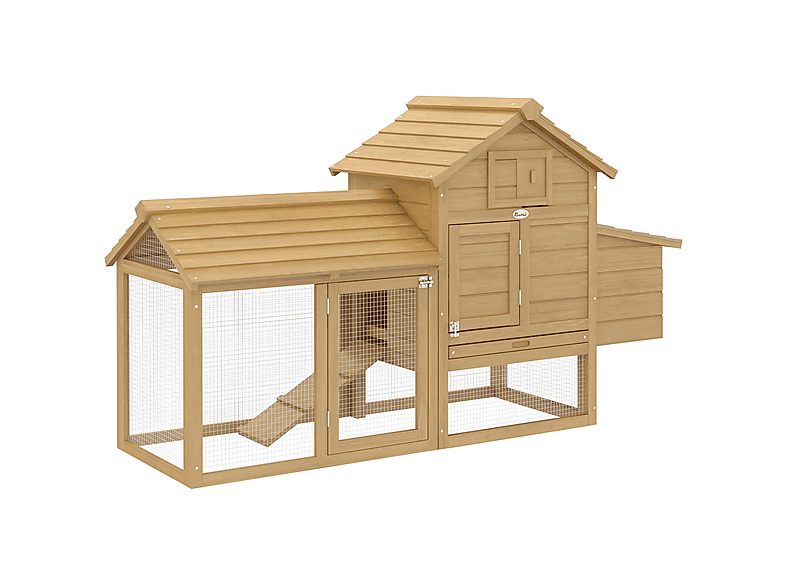 Gallinero de exterior - PAWHUT D51-108, para Mascota pequeña, Madera Natural