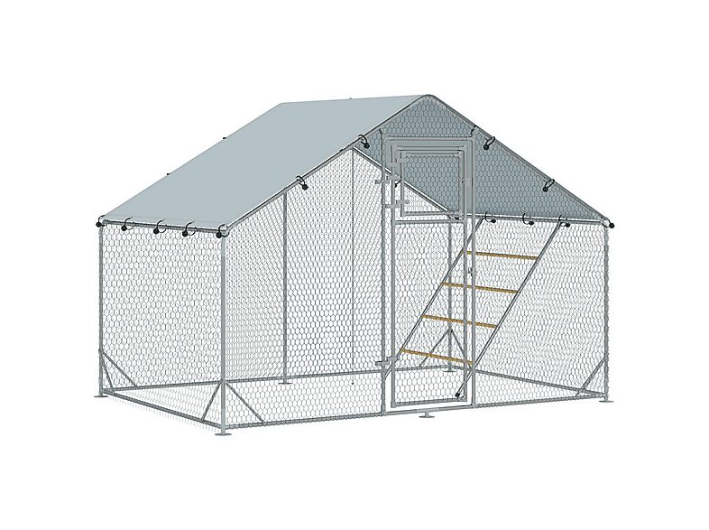 Gallinero de Exterior - PAWHUT D51-436V00SR, para Mascota pequeña, Plata