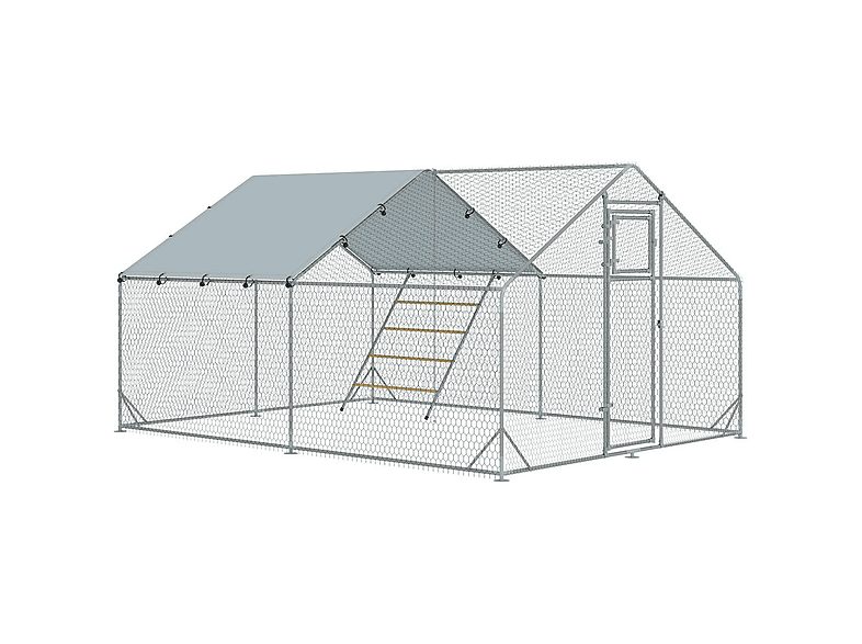 Gallinero de Exterior - PAWHUT D51-436V01SR, para Mascota pequeña, Plata