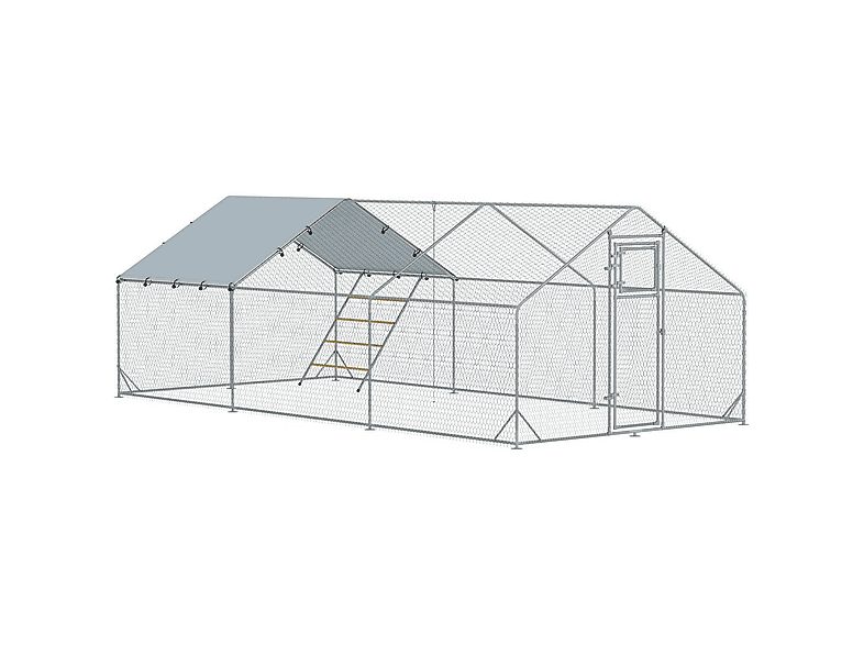 Gallinero de Exterior - PAWHUT D51-436V02SR, para Mascota pequeña, Plata