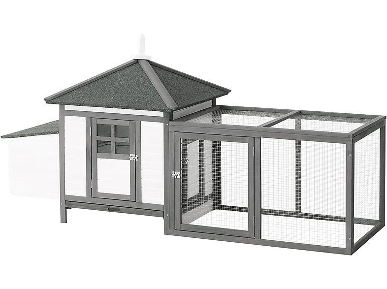 Gallinero de Madera - PAWHUT D51-092GY, para Otros, Madera de Pino, Metal, Gris