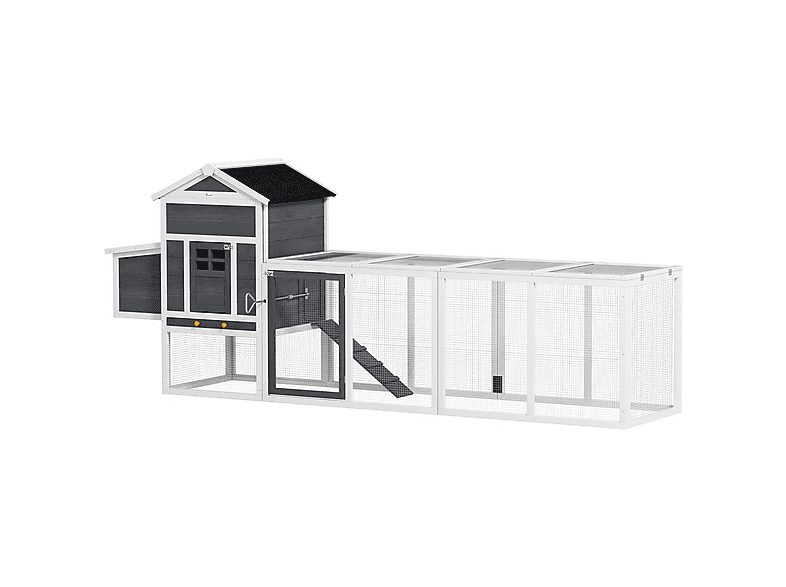 Gallinero de Madera - PAWHUT D51-362V00WT, para Mascota pequeña, Blanco y Gris