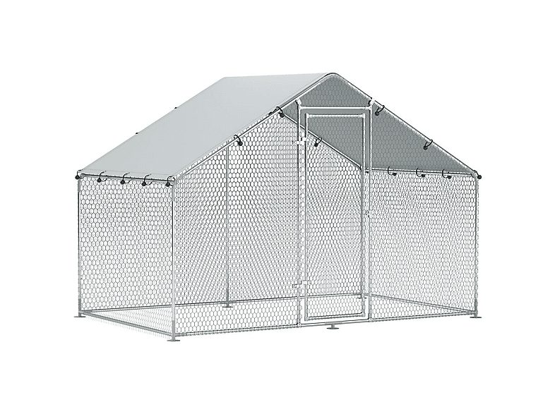 Gallinero de Madera - PAWHUT D51-435V00SR, para Mascota pequeña, Plata