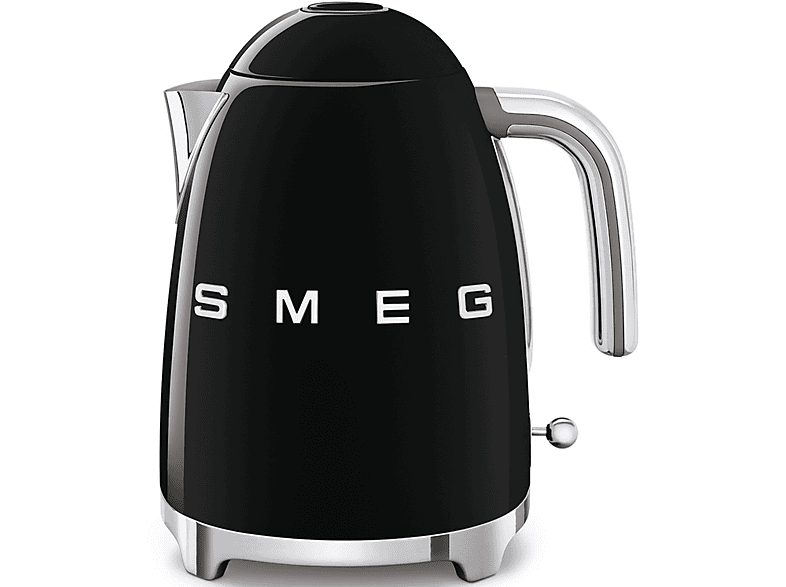 Hervidor de agua - Smeg KLF03BLEU, 1.7 l, Retro, 2400 W, Con cable, Acero inoxidable, Rotación 360º, Negro