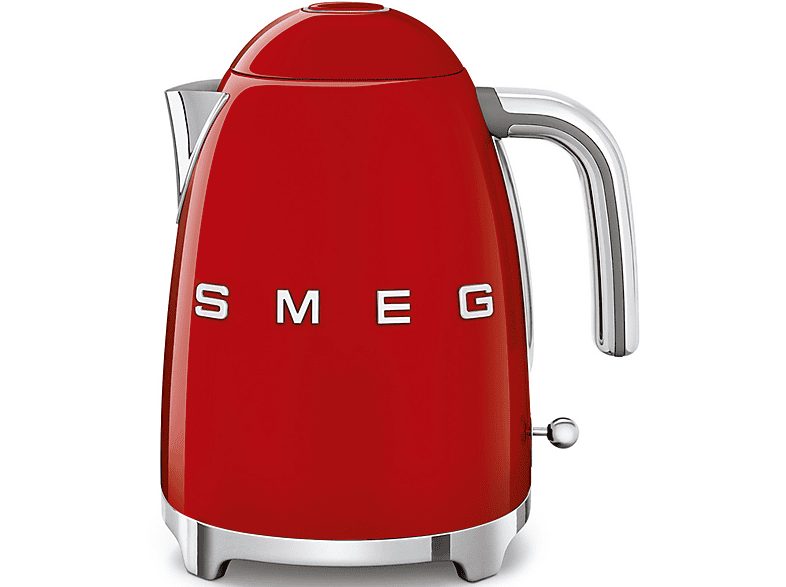 Hervidor de agua - Smeg KLF03RDEU, 1.7 l, Retro, 2400 W, Con cable, Acero inoxidable, Rotación 360º, Rojo
