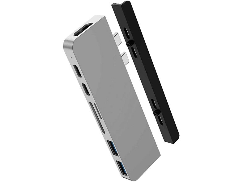 Hub USB/Concentrador  - HD28C-PLATA HYPER, Plata