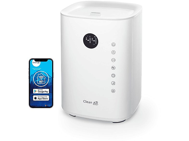 Humidificador - CLEAN AIR OPTIMA CA-604Wsmart, 3,8 l, 55 m², Blanco